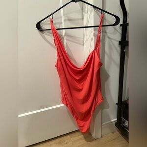 Out from Under (Urban Outfitters) Coral Cowl Neck Bodysuit